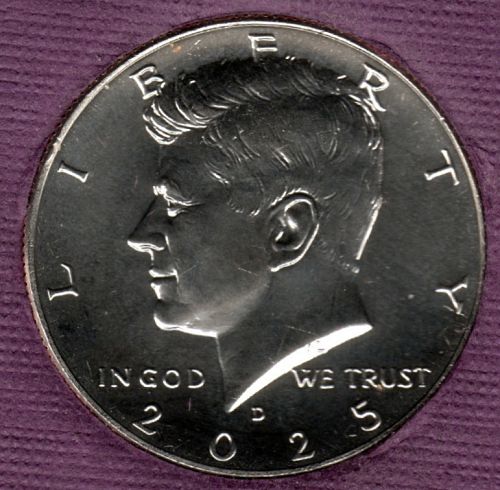 2025 Kennedy Half Dollar Doubled Die Obverse error showing doubling on LIBERTY inscription under magnification